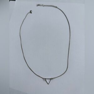 Silver Tone Triangle Pendant Necklace Minimalist Style